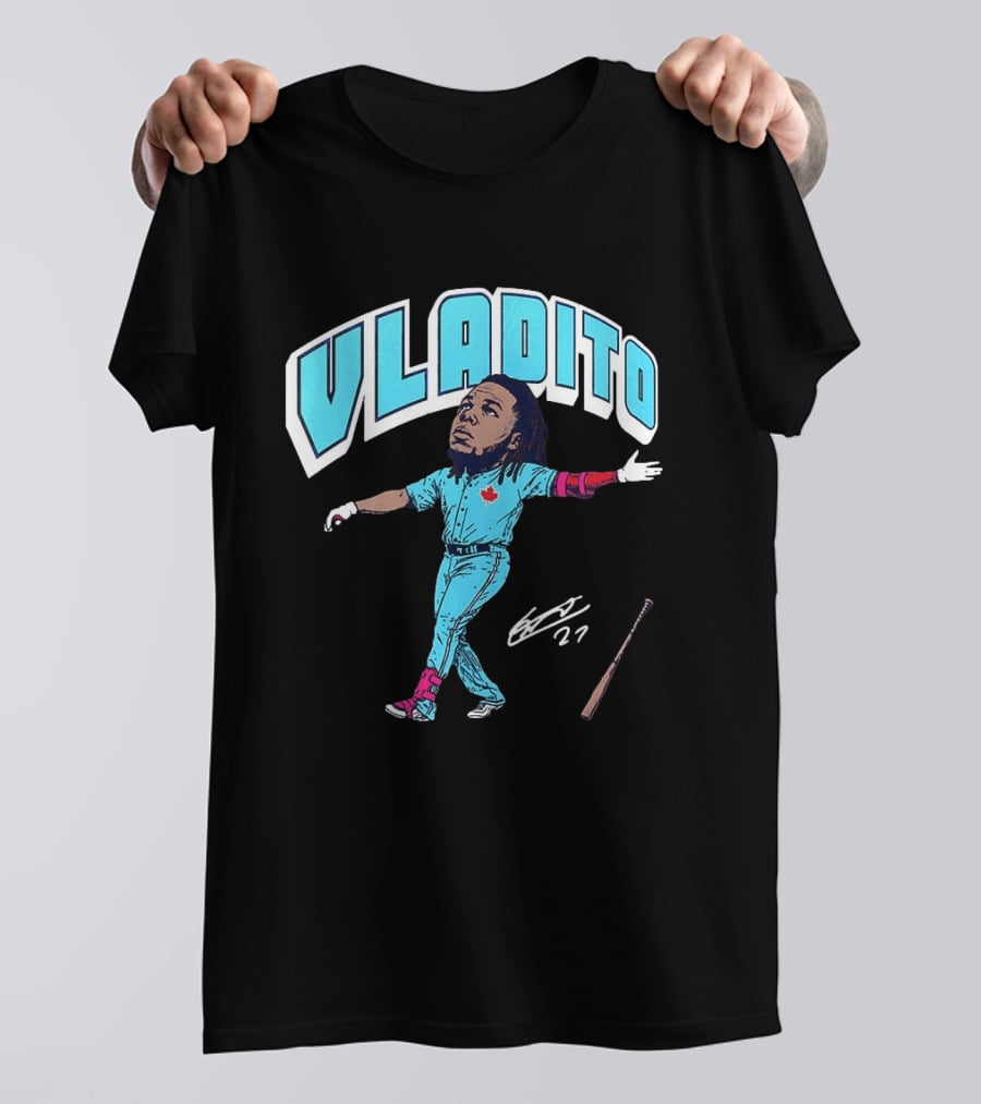 Vladito Vladimir Guerrero Jr. Toronto Blue Jays Caricature Baseball Card 27 T-Shirt