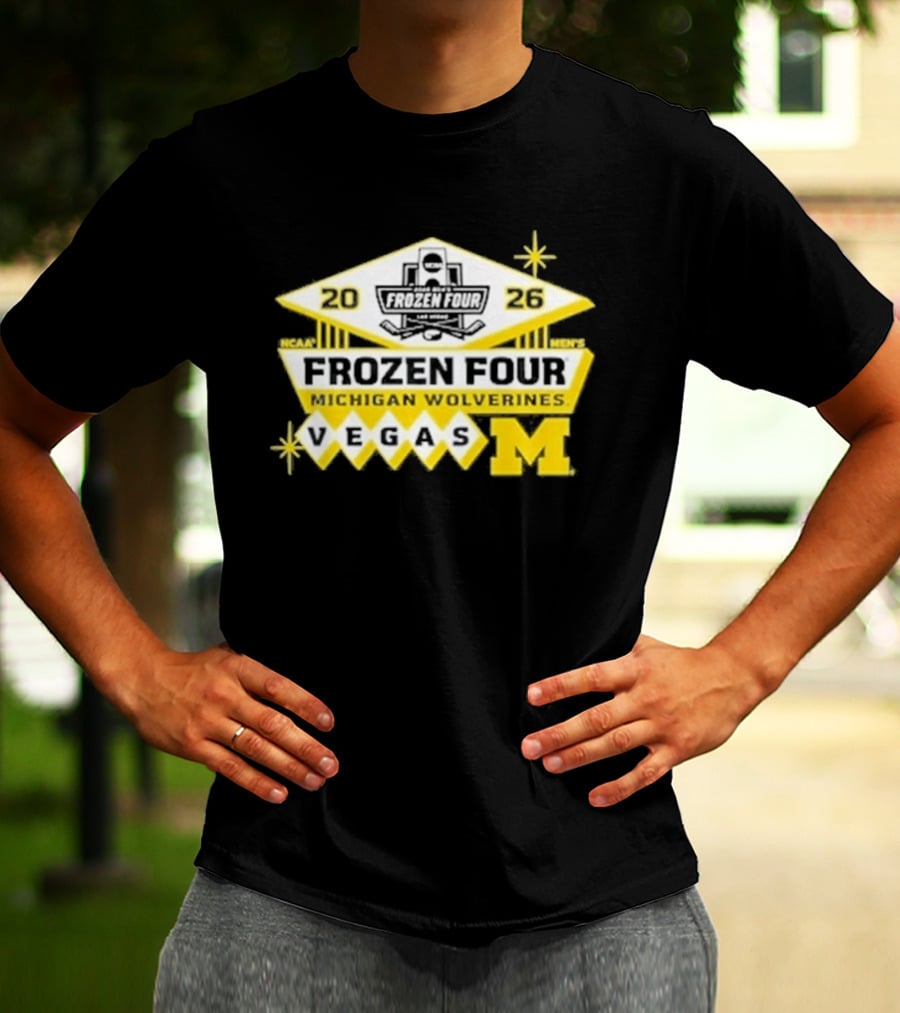 2026 NCAA Men's Ice Hockey Frozen Four Michigan Wolverines Vegas T-Shirt