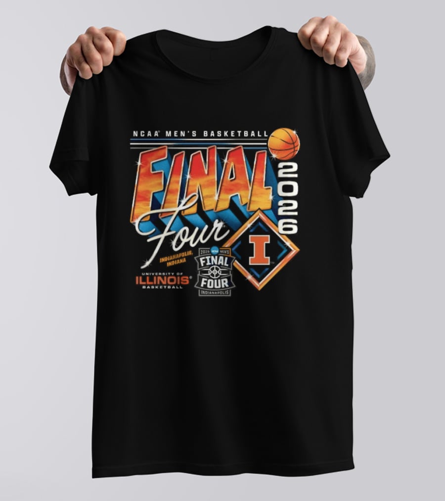 NCAA Men's Basketball Final Four 2026 Illinois Championship Hoops T-Shirt