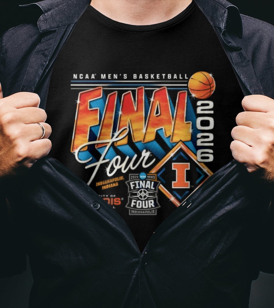 NCAA Men's Basketball Final Four 2026 Illinois Championship Hoops T-Shirt