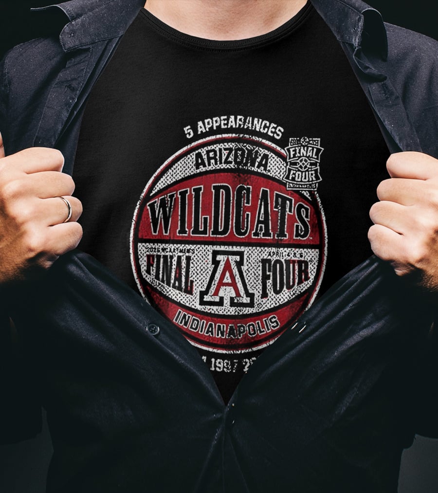 Arizona Wildcats NCAA Basketball Final Four 2026 Indianapolis 5 Appearances T-Shirt
