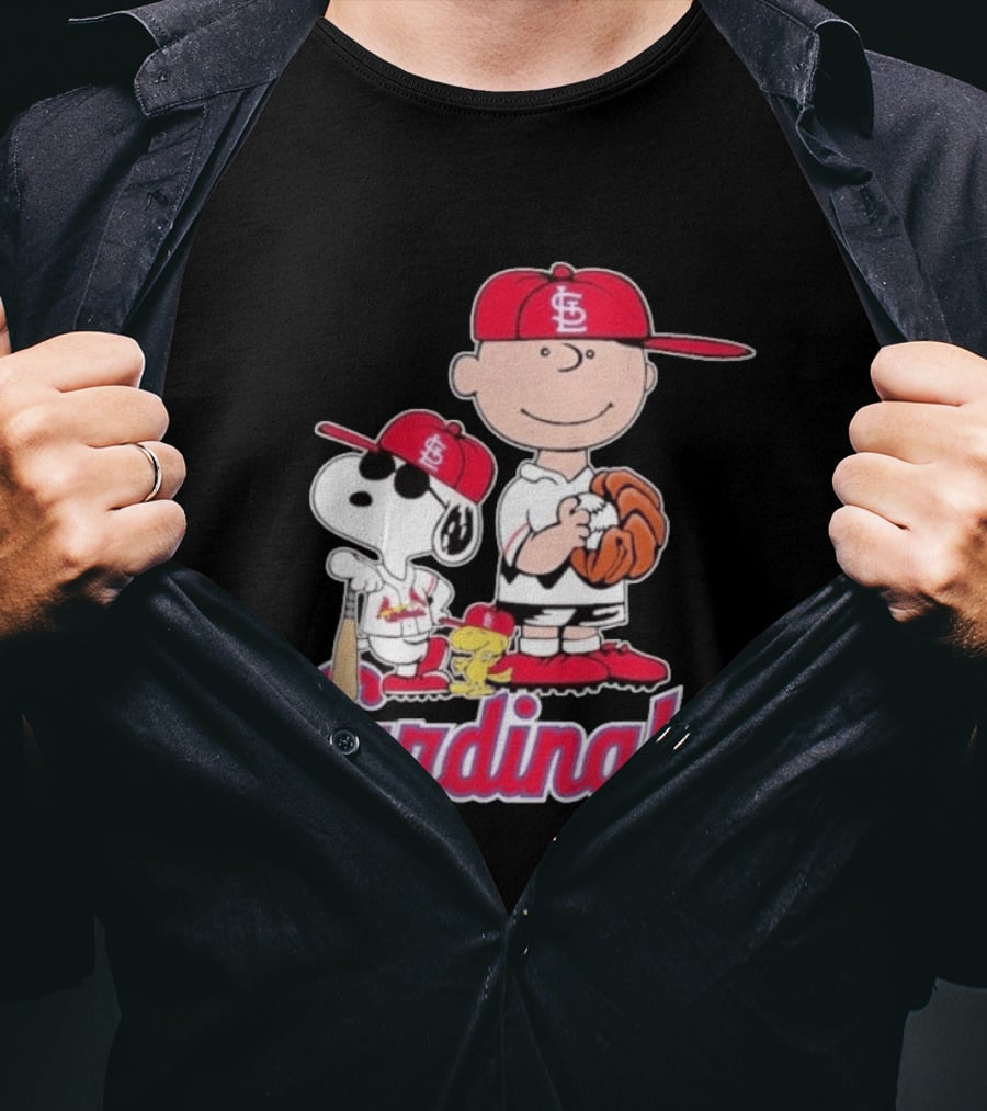 St. Louis Cardinals Peanuts Snoopy Charlie Brown Woodstock Baseball T-Shirt