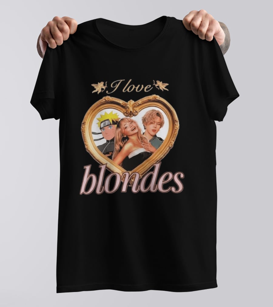 I Love Blondes Naruto Sabrina Carpenter Heart Frame T-Shirt