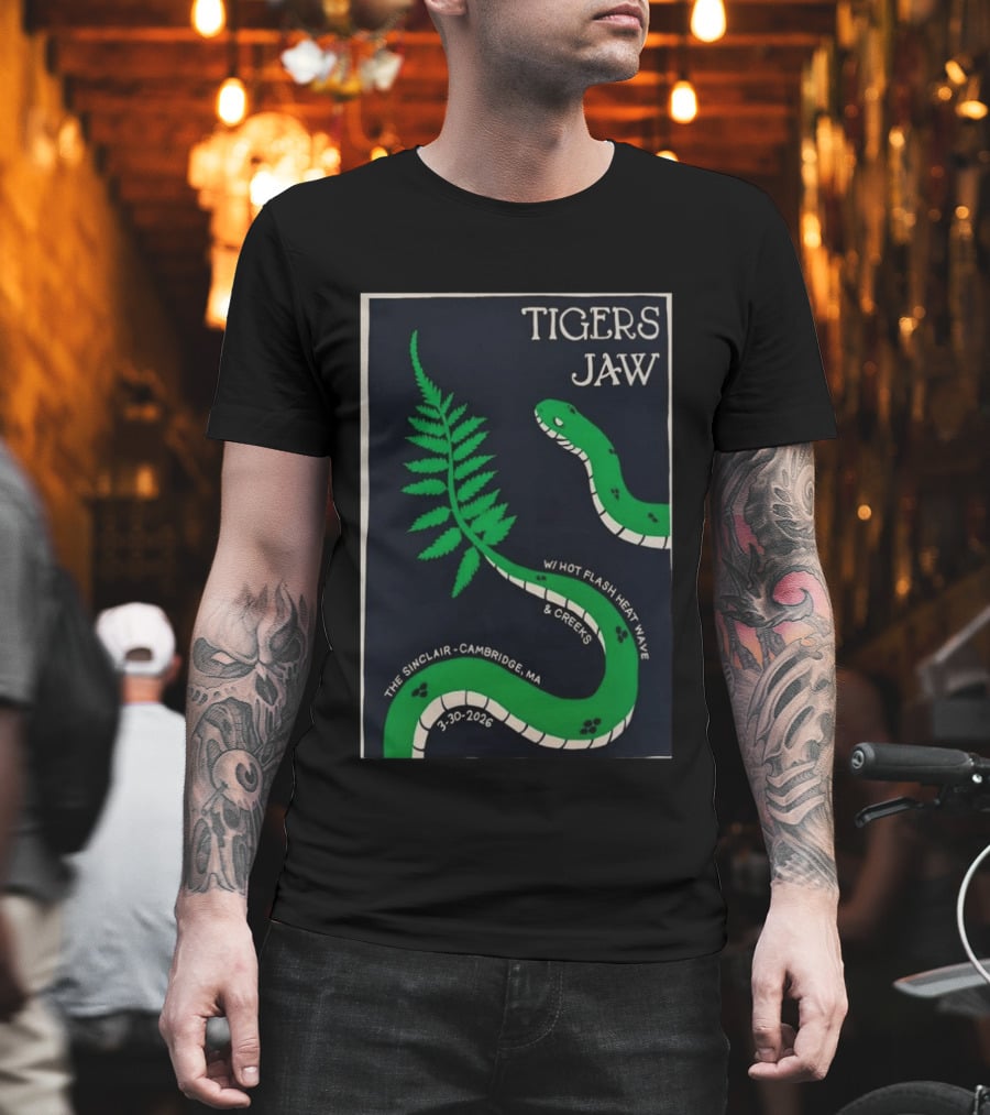 Tigers Jaw The Sinclair Cambridge MA March 30 2026 Snake Fern Hot Flash Heat Wave Creeks T-Shirt
