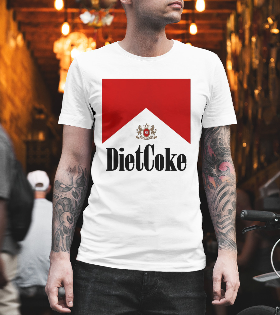 Diet Coke Marlboro Cigarettes Red V Shape PM Crest T-Shirt