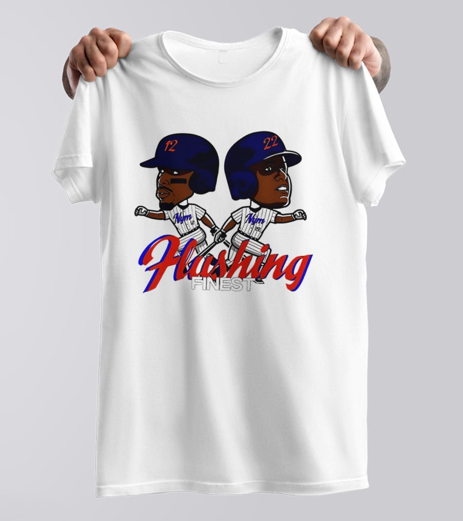 Juan Soto Vs Francisco Lindor Flushing Finest New York Mets Baseball Caricature T-Shirt