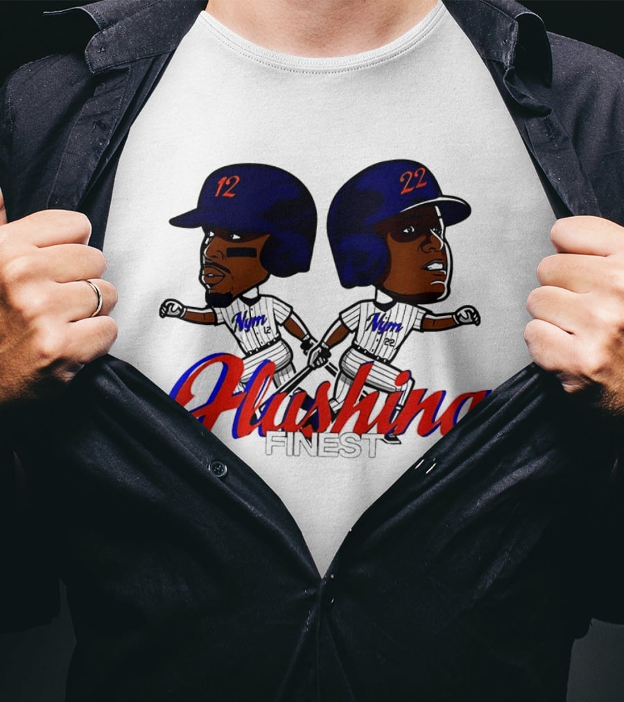 Juan Soto Vs Francisco Lindor Flushing Finest New York Mets Baseball Caricature T-Shirt