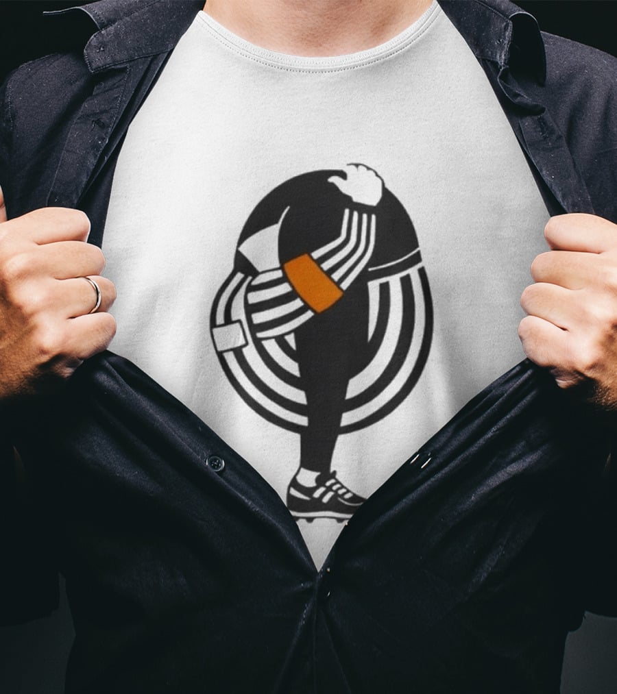 Kyle Dubas Referee Black And White Stripes With Orange Armband T-Shirt