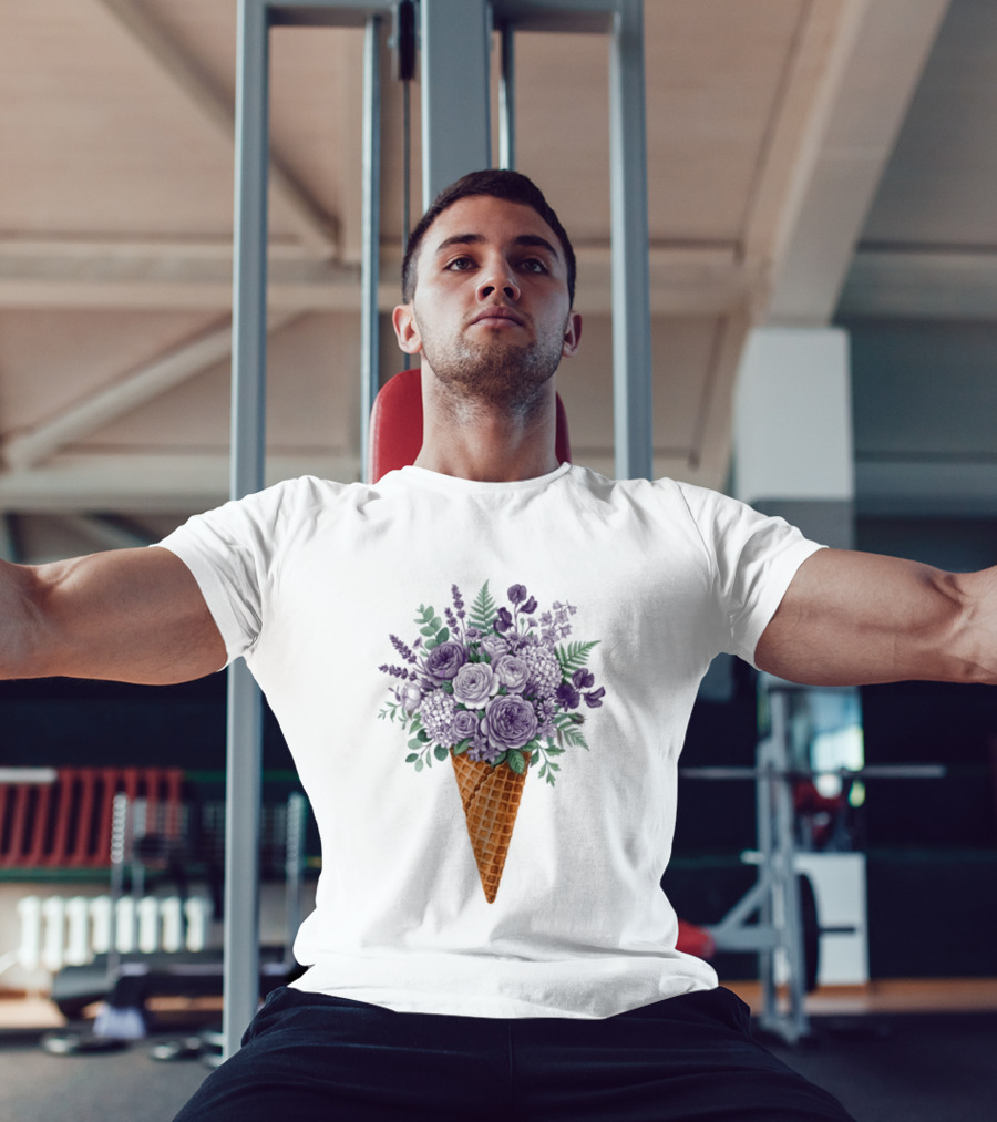 Floral Ice Cream Cone Plant Bouquet T-Shirt