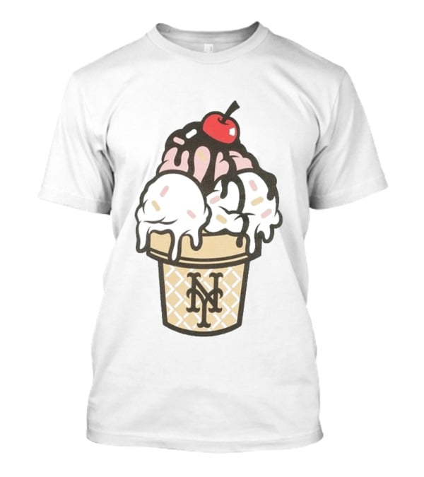 New York Mets Ice Cream Sundae Frozen Treats Cone T-Shirt