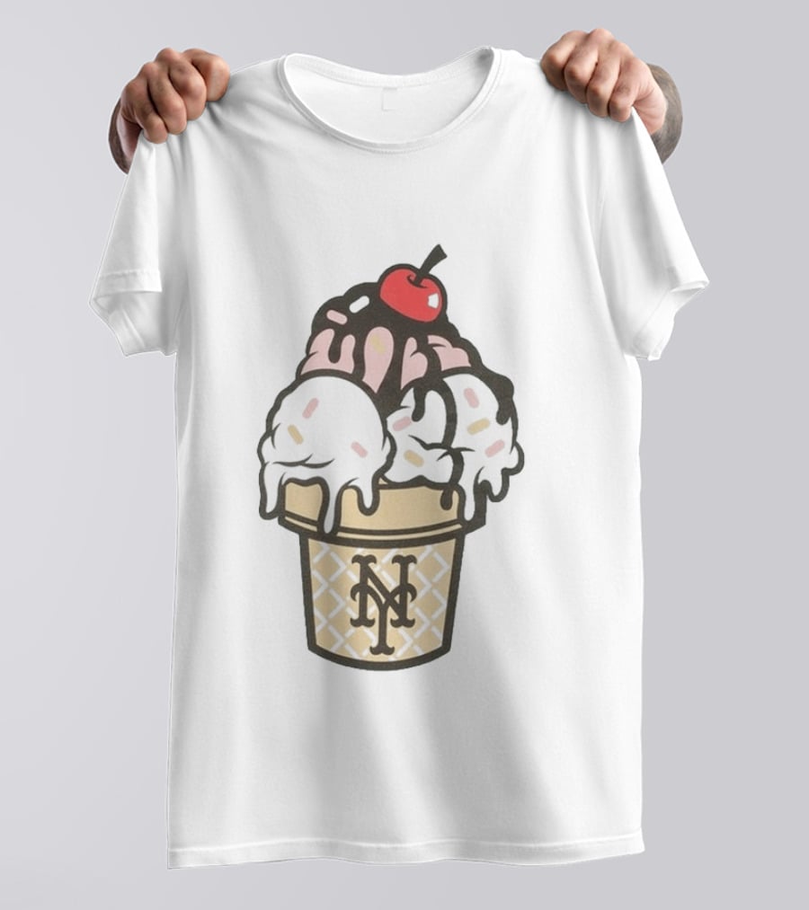 New York Mets Ice Cream Sundae Frozen Treats Cone T-Shirt