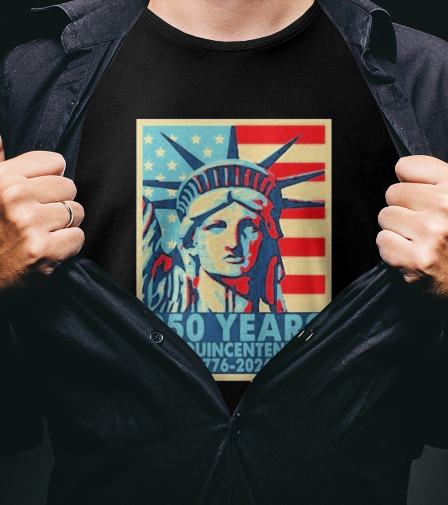 250 Years 1776 2026 Lady Liberty Semiquincentennial With American Flag T-Shirt