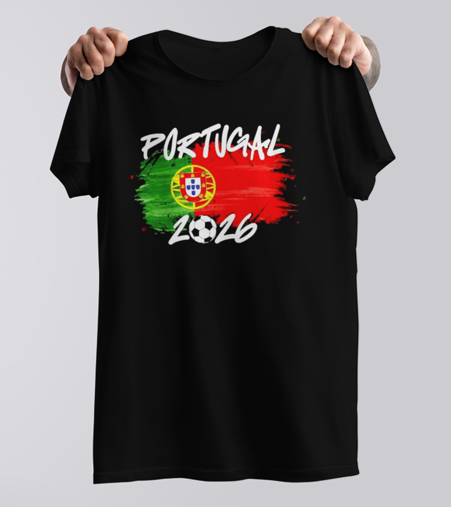 Portugal 2026 Flag With Soccer Ball Paintbrush T-Shirt