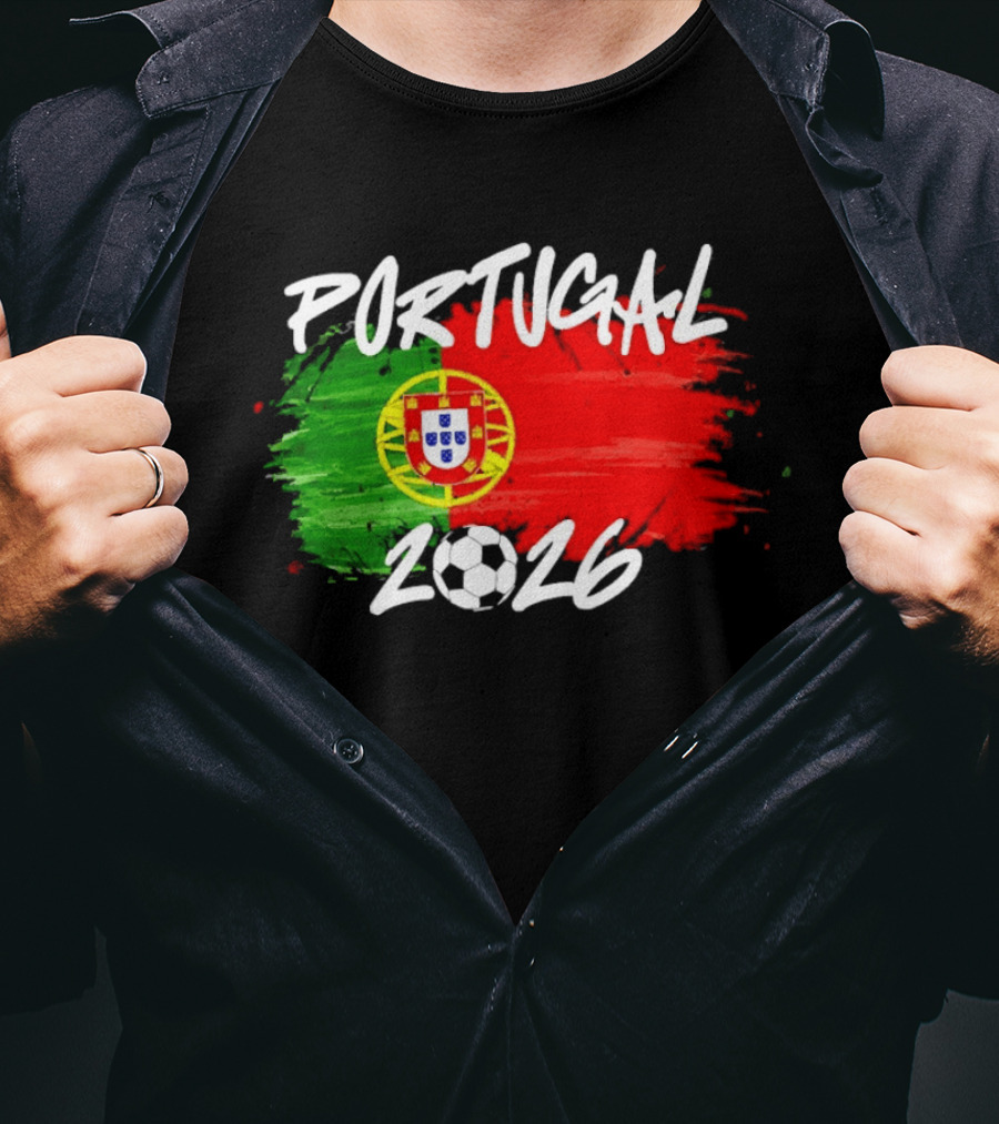 Portugal 2026 Flag With Soccer Ball Paintbrush T-Shirt