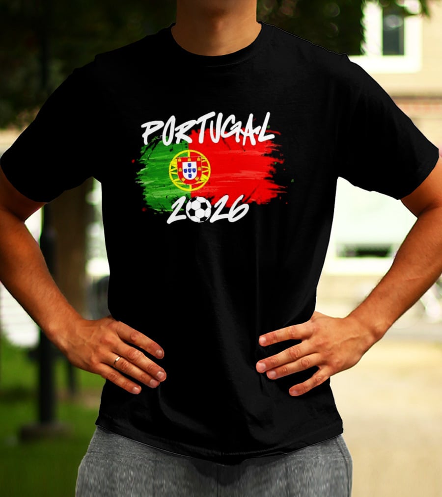 Portugal 2026 Flag With Soccer Ball Paintbrush T-Shirt