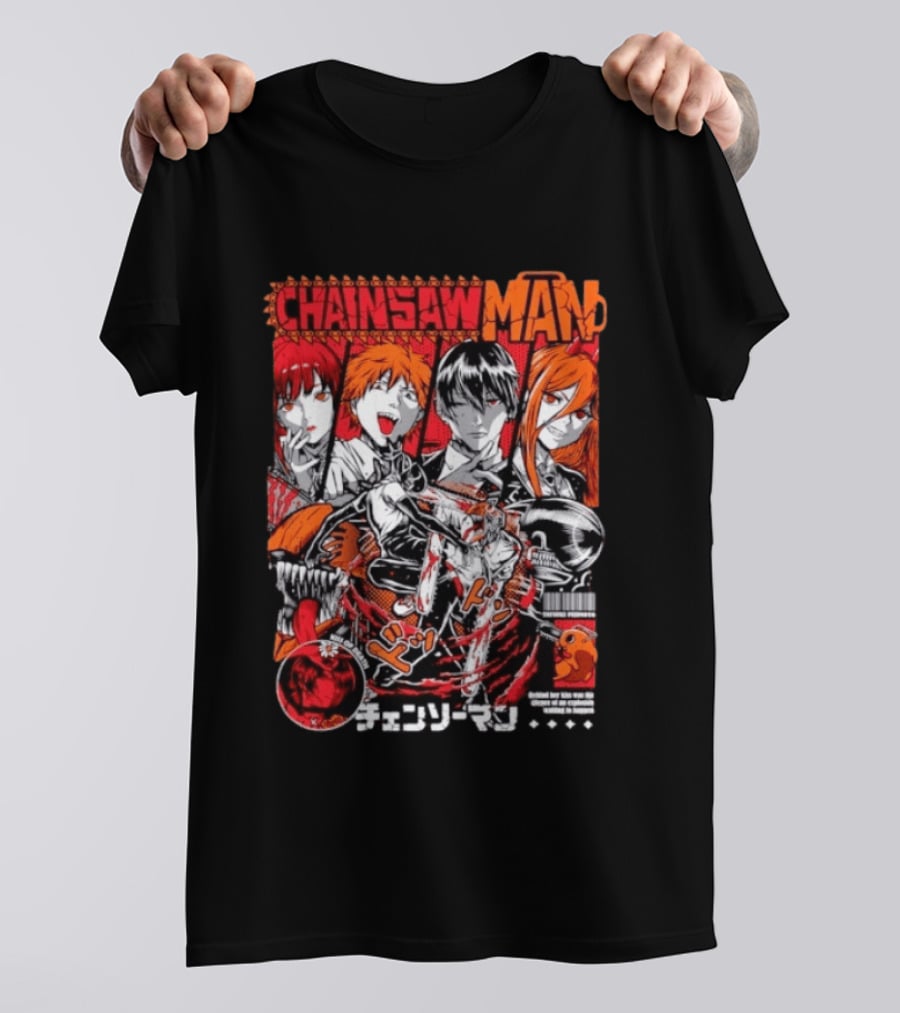 Chainsaw Man Manga Characters Reze Denji Power Aki Hayakawa Manga Cover T-Shirt