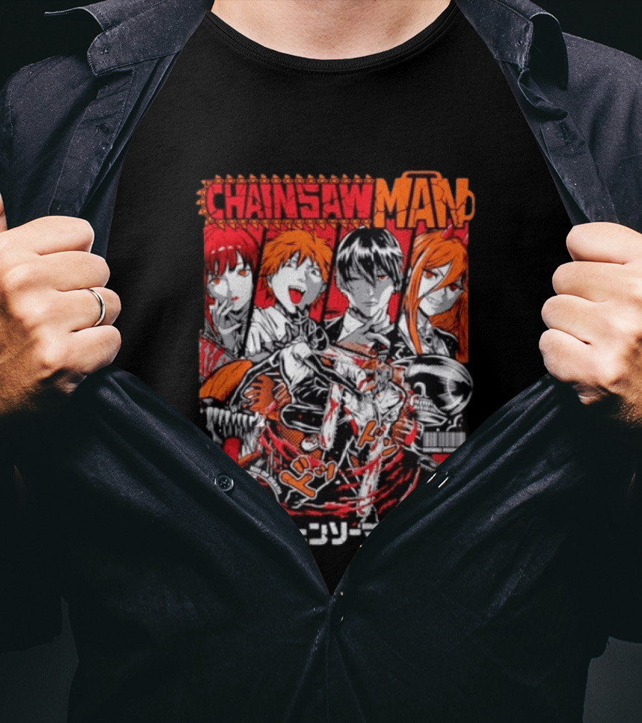 Chainsaw Man Manga Characters Reze Denji Power Aki Hayakawa Manga Cover T-Shirt
