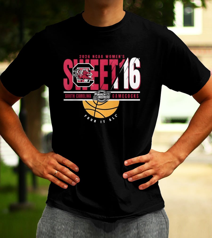 South Carolina Gamecocks NCAA Women's Basketball 2026 Sweet 16 Four It All Basketball T-Shirt