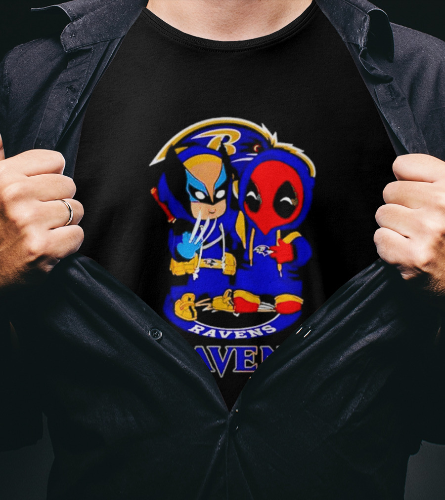 Baltimore Ravens Marvel Wolverine Deadpool True Friends Fan Gear T-Shirt