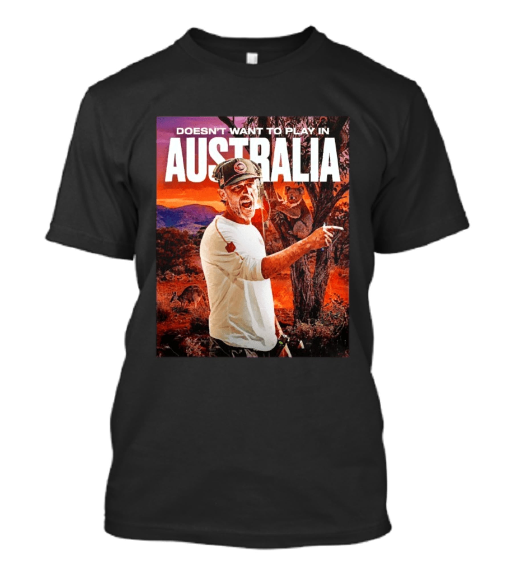 Doesn't Want To Play In Australia Kyle Shanahan San Francisco 49ers Coaching Kangaroos Koalas Scene T-Shirt