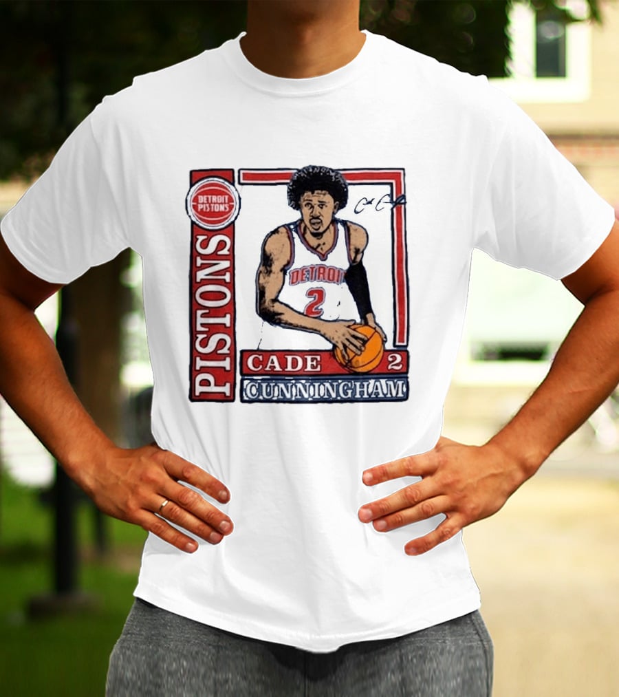 Detroit Pistons Cade Cunningham Basketball Number 2 T-Shirt
