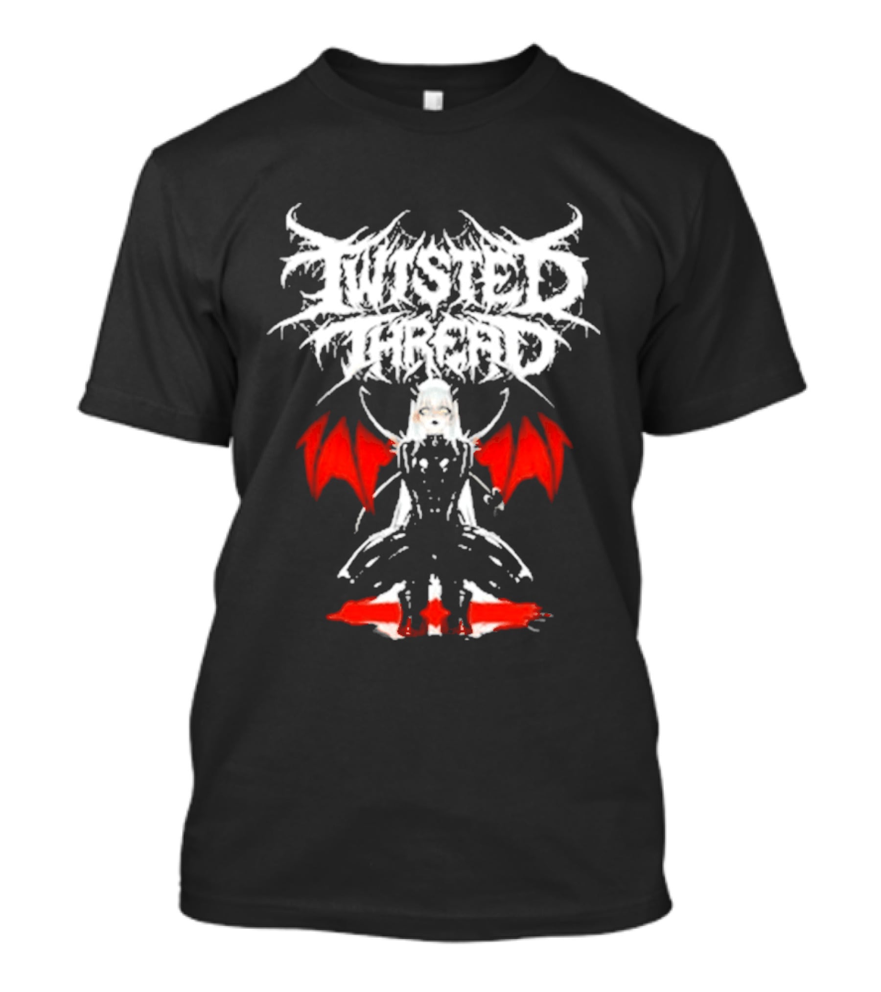 Twisted Thread Dark Angel Red Wings White T-Shirt