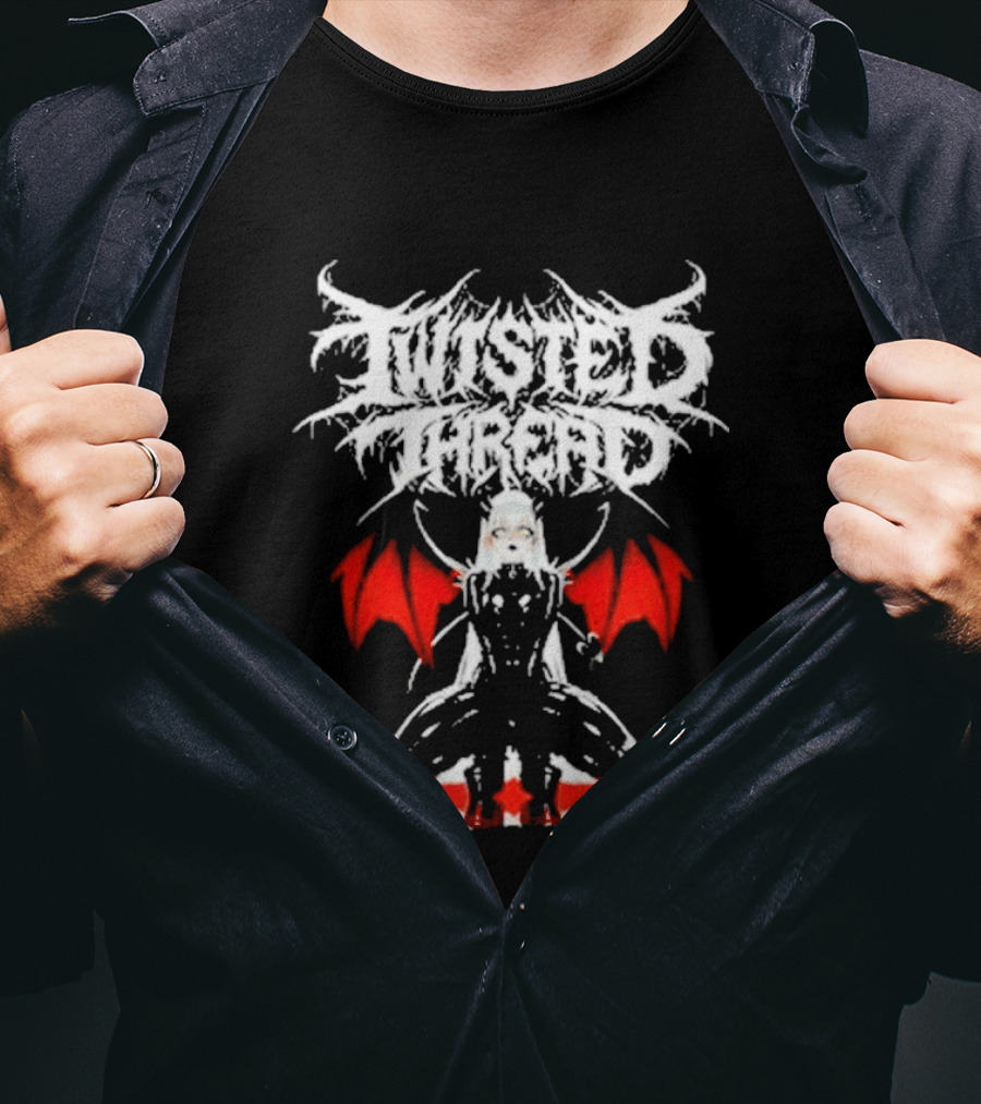 Twisted Thread Dark Angel Red Wings White T-Shirt