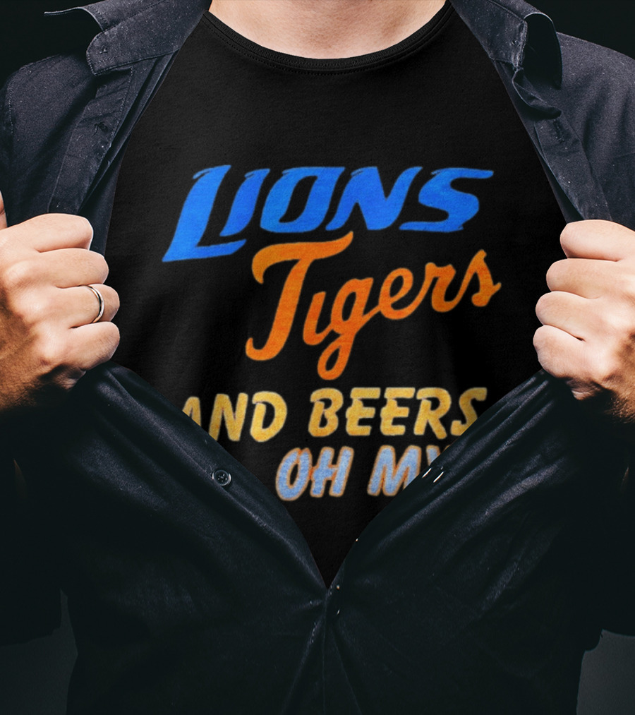Lions Tigers And Beers Oh My Halloween Sports Fan T-Shirt
