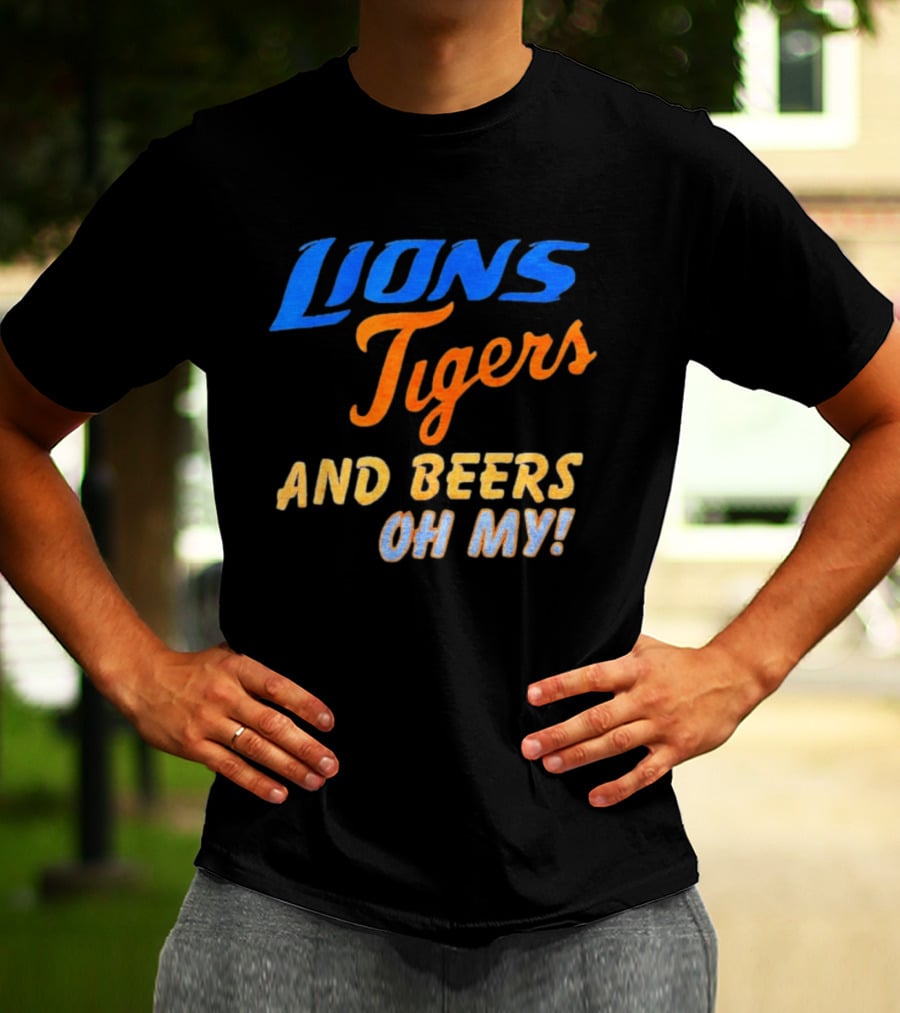Lions Tigers And Beers Oh My Halloween Sports Fan T-Shirt