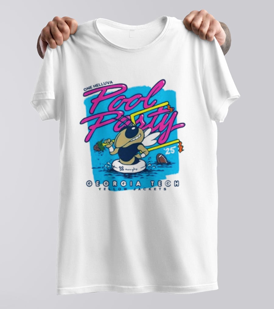 Georgia Tech Yellow Jackets Pool Party Buzz Drinking Summer Vibes T-Shirt