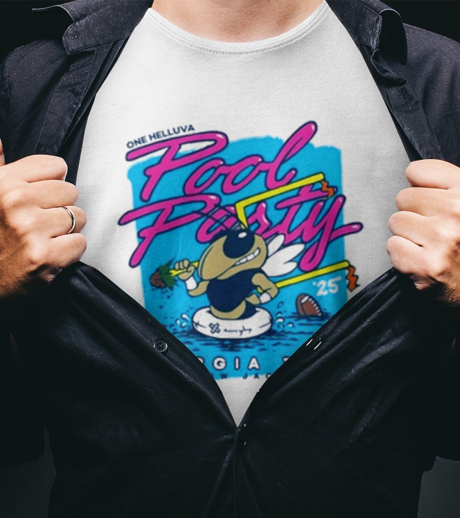 Georgia Tech Yellow Jackets Pool Party Buzz Drinking Summer Vibes T-Shirt