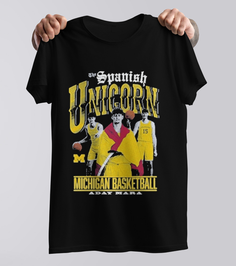 Spanish Unicorn Michigan Basketball Aday Mara Players With Basketball T-Shirt