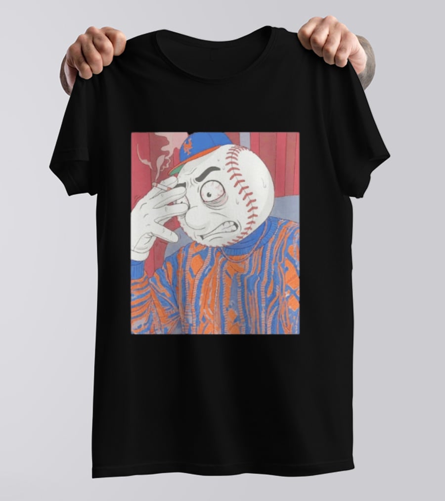 Mr. Met Stressed Smoking New York Mets Baseball Fan T-Shirt