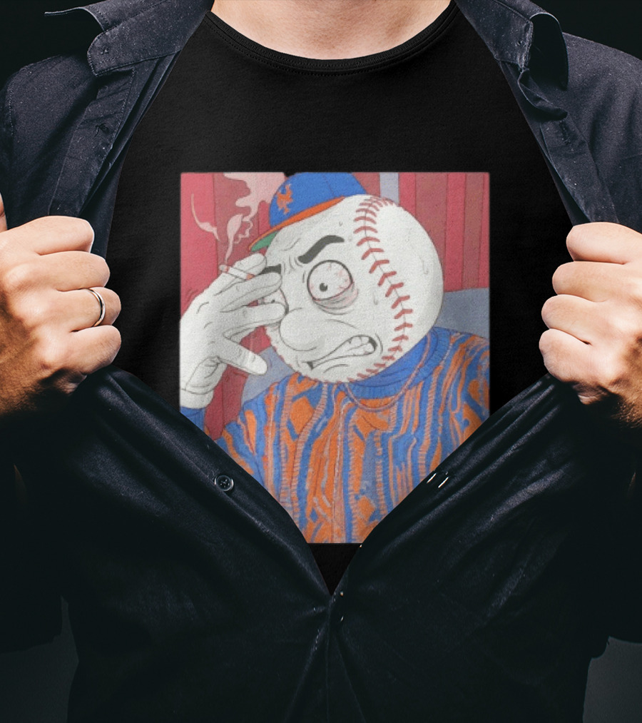 Mr. Met Stressed Smoking New York Mets Baseball Fan T-Shirt