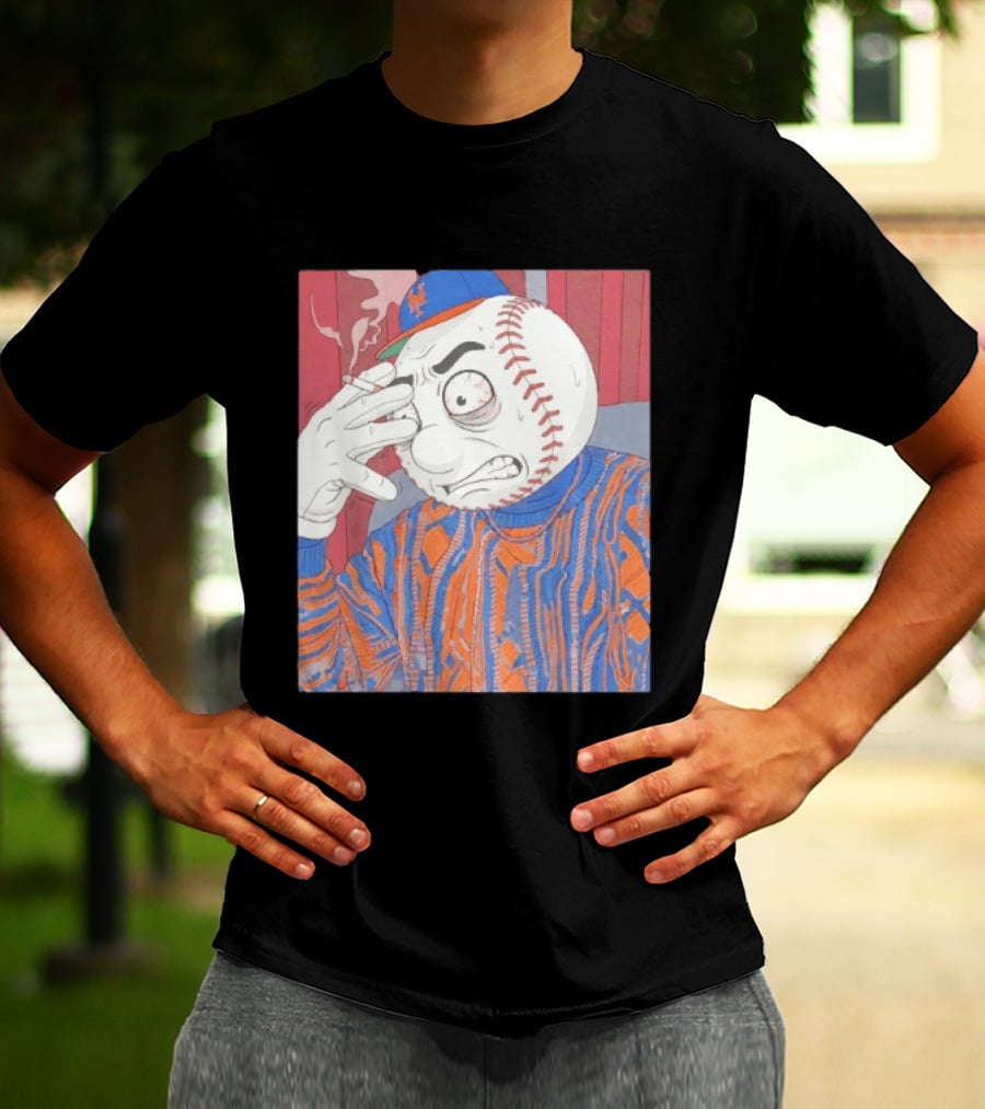 Mr. Met Stressed Smoking New York Mets Baseball Fan T-Shirt