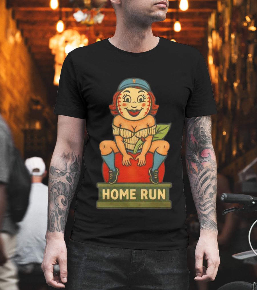 Mrs Met Home Run New York Mets Vintage Baseball Pin Up T-Shirt