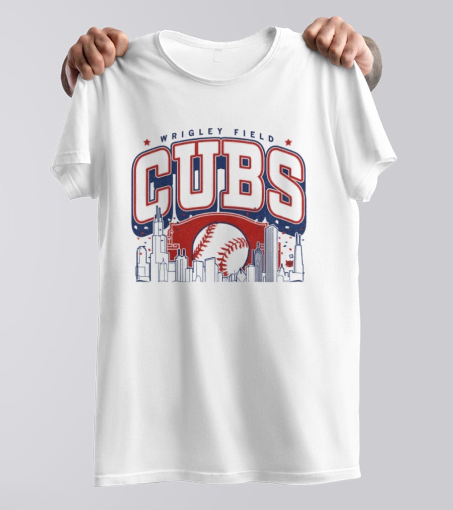 Wrigley Field Cubs Skyline Baseball Chicago T-Shirt