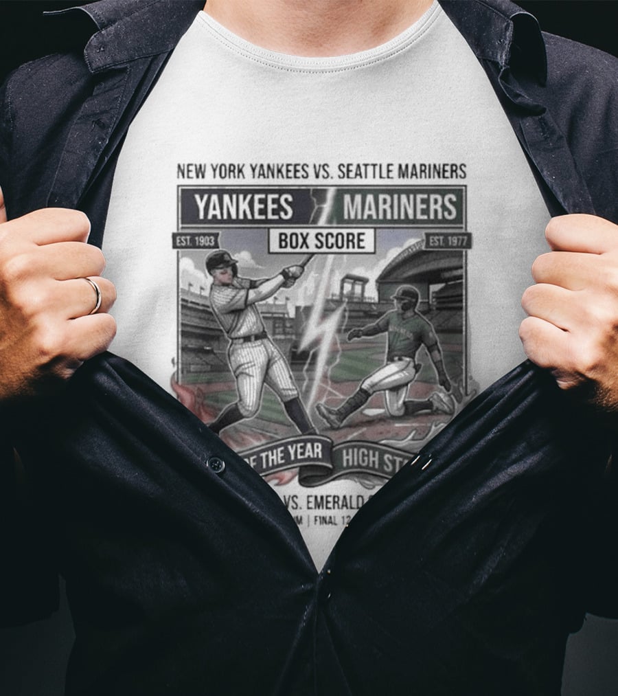 New York Yankees Seattle Mariners Box Score Game Of The Year T-Shirt