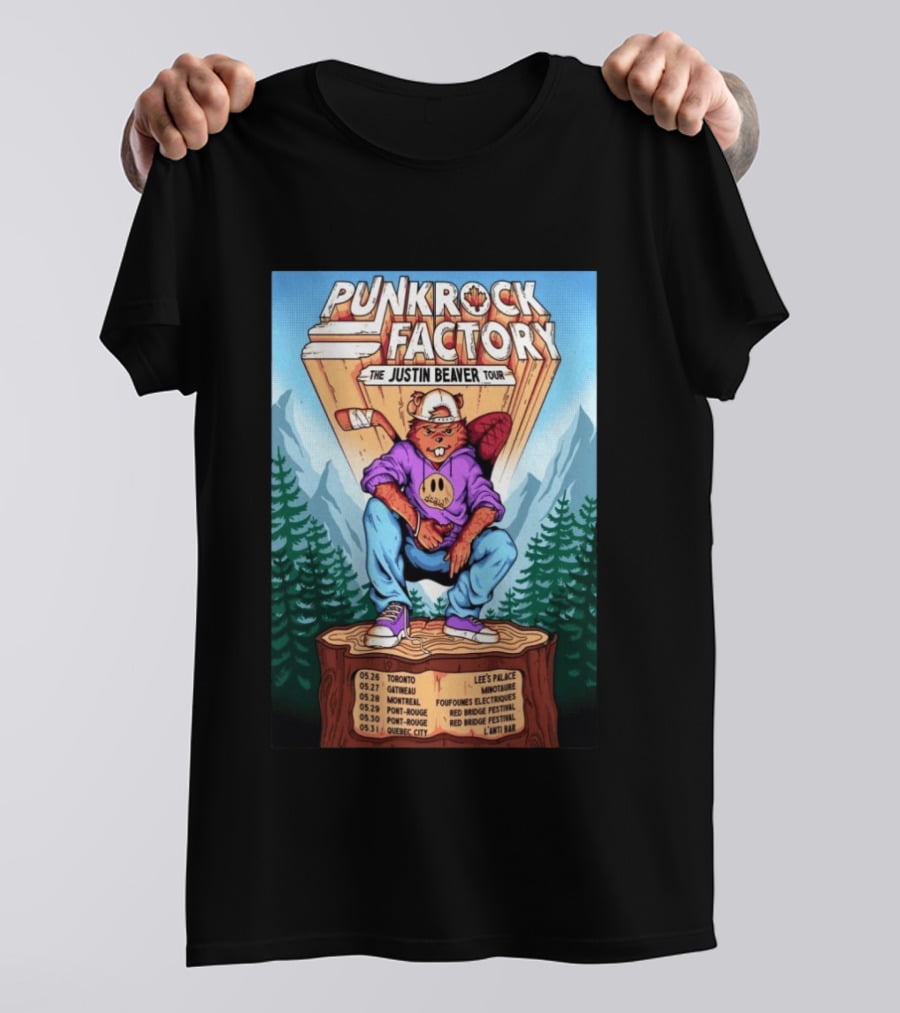 Punk Rock Factory Justin Beaver Tour 2026 Dates And Locations T-Shirt