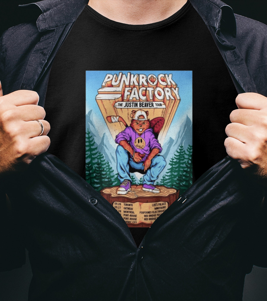 Punk Rock Factory Justin Beaver Tour 2026 Dates And Locations T-Shirt