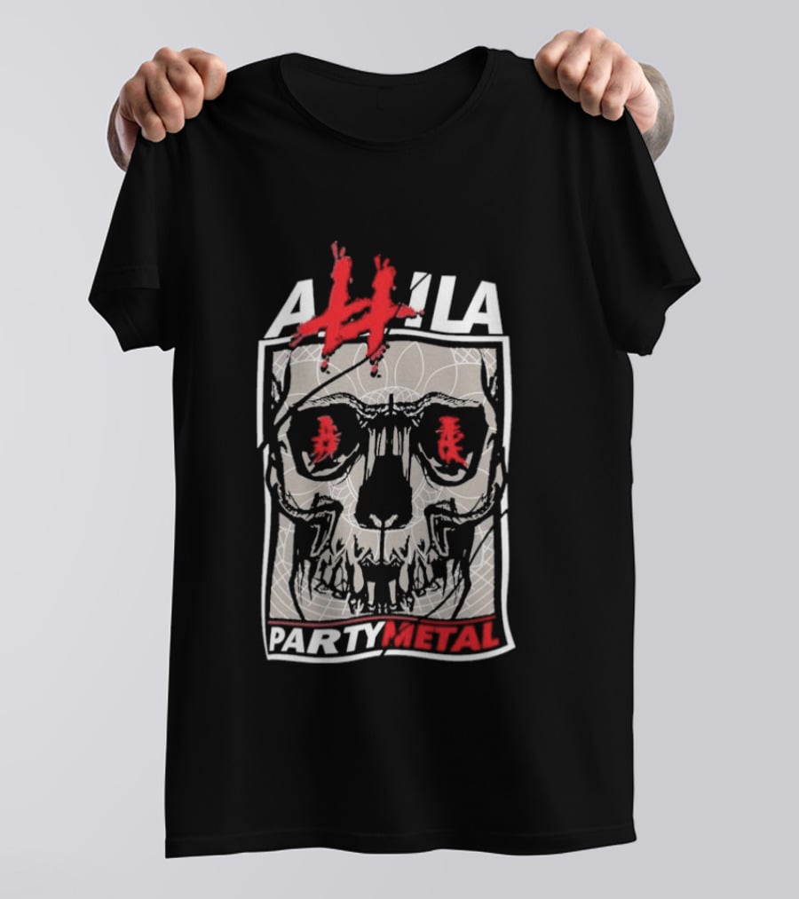 Attila Skull Party Metal Graphic With Red Accents T-Shirt