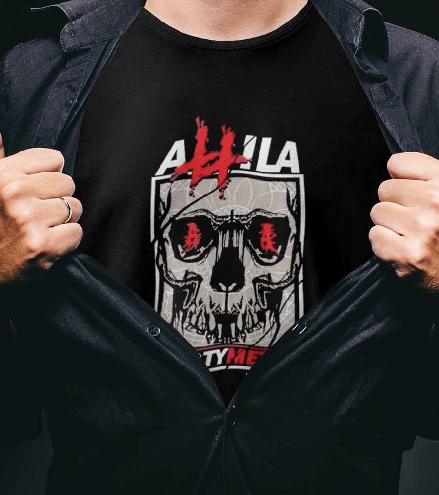 Attila Skull Party Metal Graphic With Red Accents T-Shirt