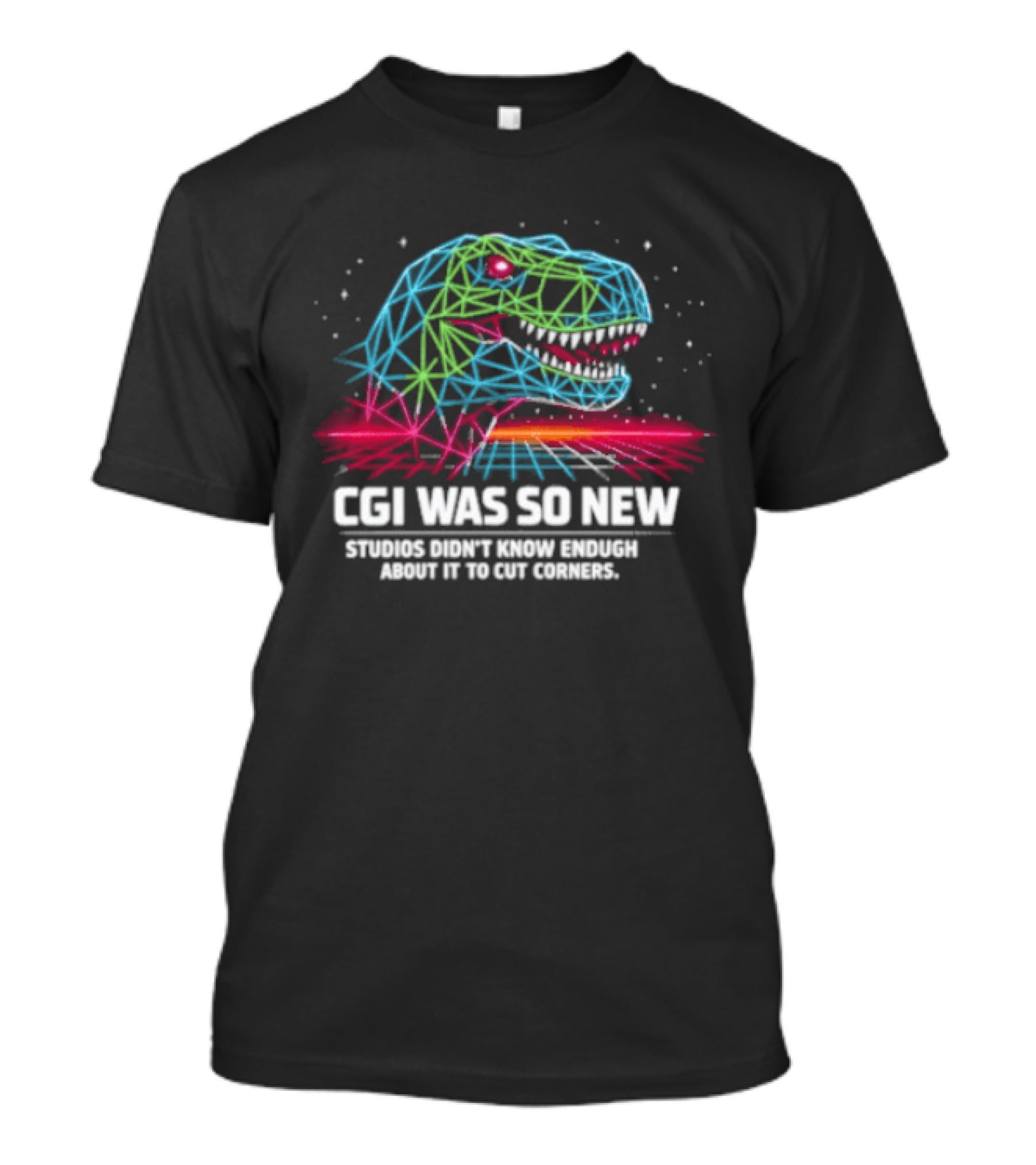 CGI Was So New Studios Didn't Know Enough About It To Cut Corners Dinosaur Triangles And Lines T-Shirt