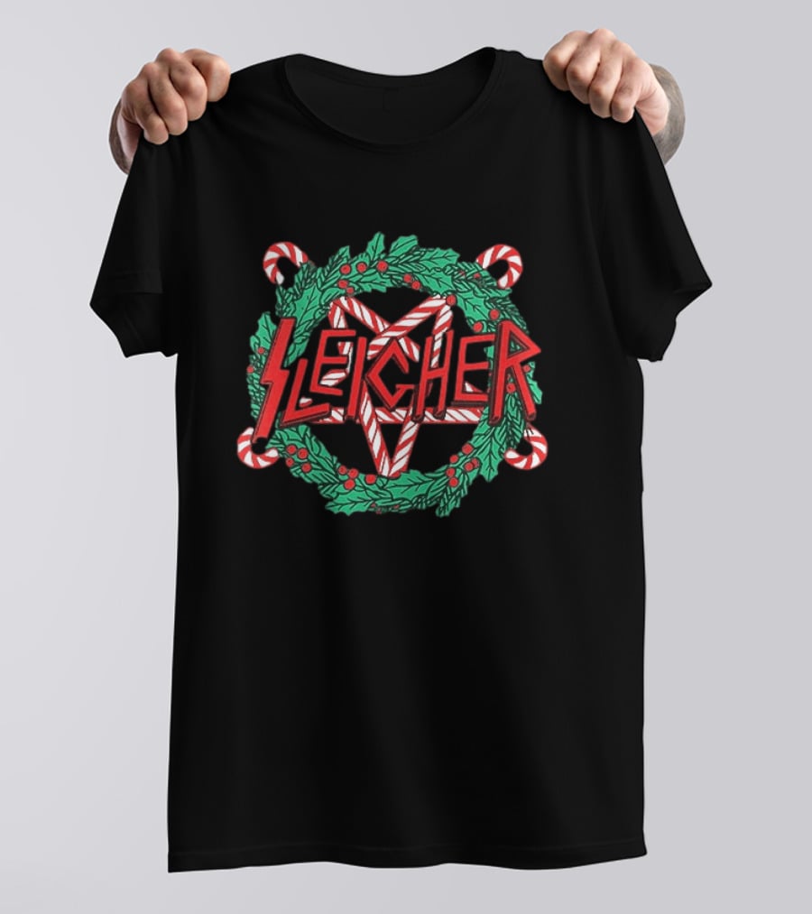 Sleigher Christmas Wreath Candy Cane XMAS T-Shirt