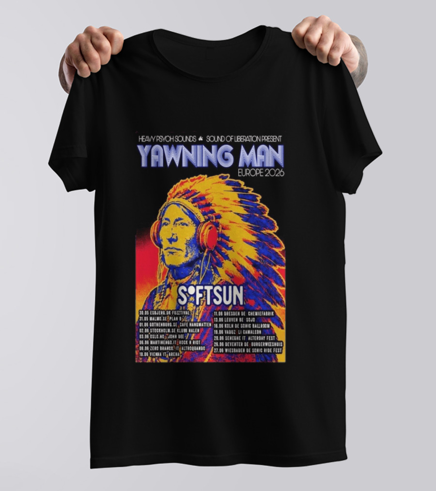 Heavy Psych Sounds Yawning Man Softsun Europe 2026 Tour T-Shirt