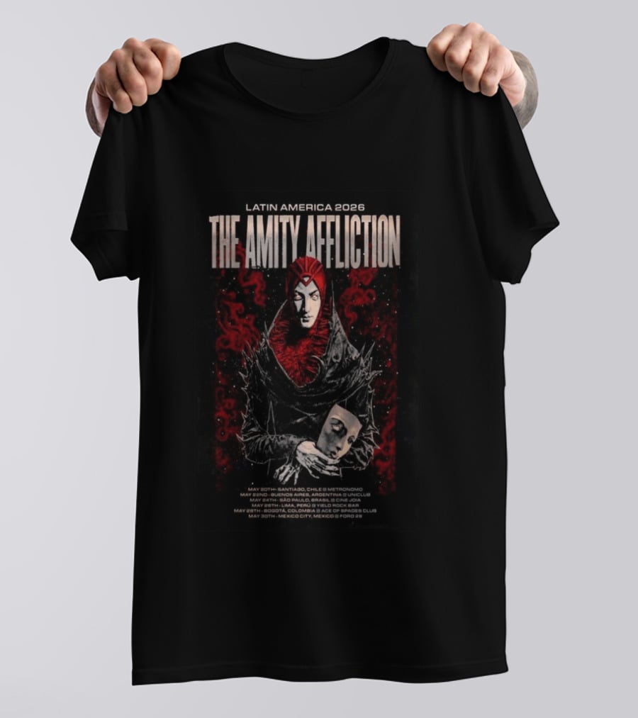 The Amity Affliction Latin America 2026 Tour Santiago Buenos Aires Sao Paulo Lima Bogota Mexico City T-Shirt