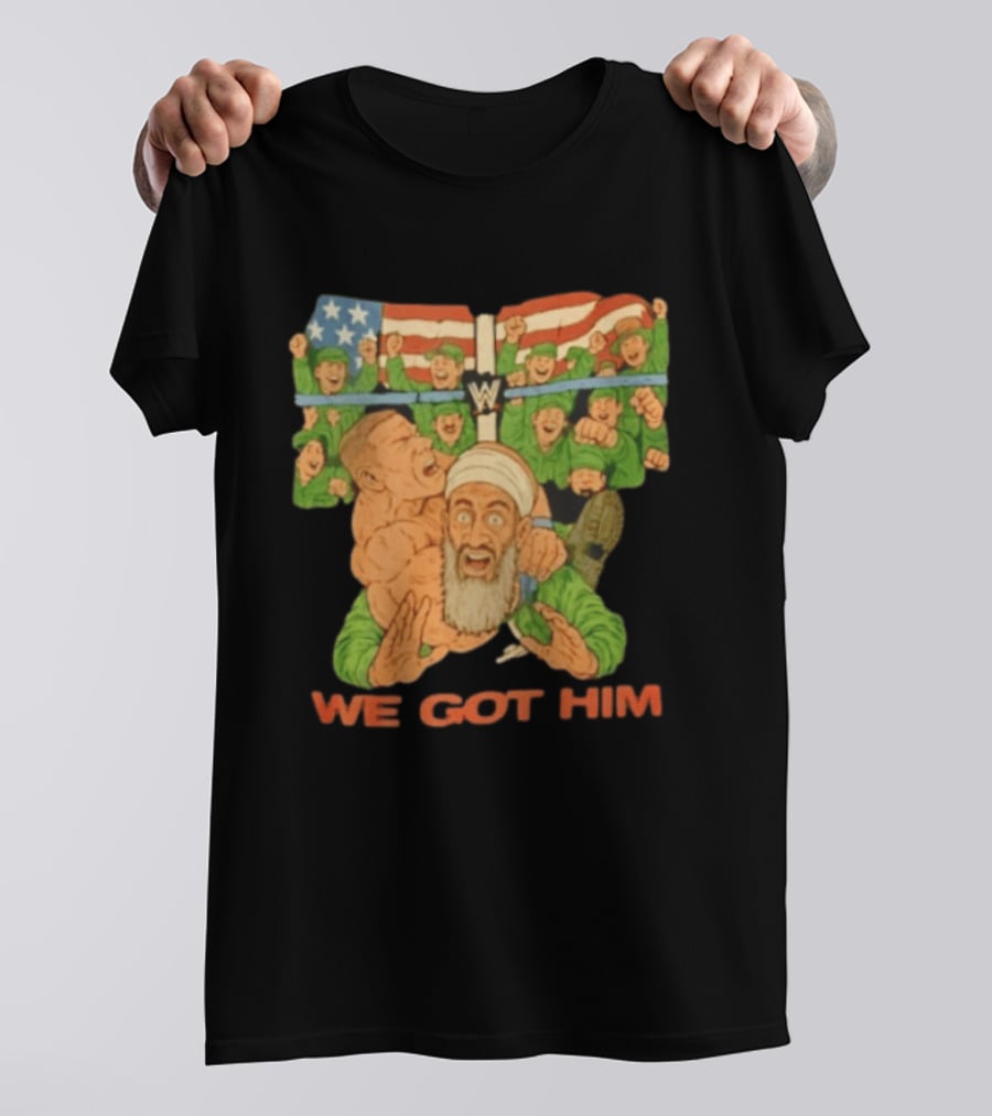 John Cena Vs Osama Bin Laden WWE We Got Him Victory USA Flag T-Shirt