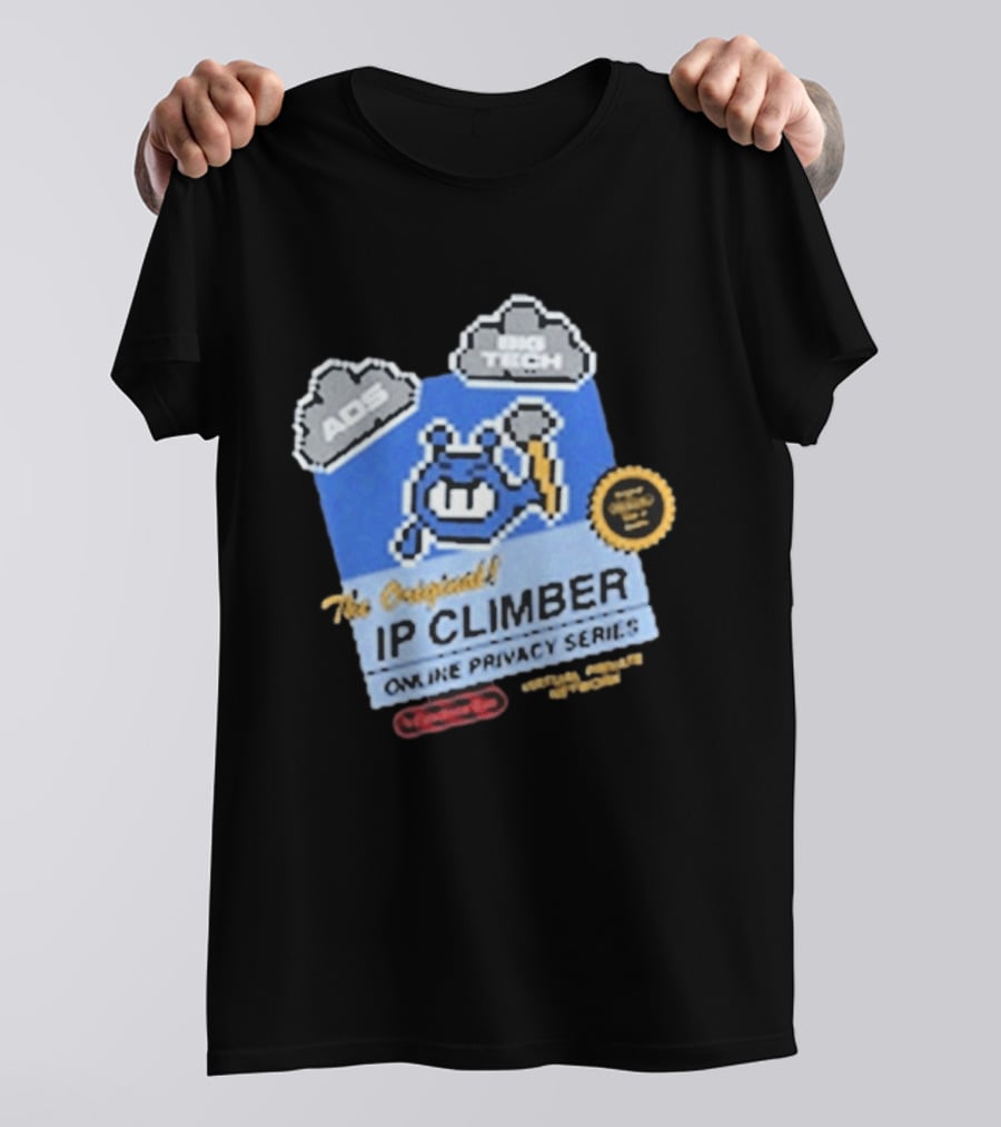 The Original IP Climber Online Privacy Series Retro Tech AOS Pixel Gaming T-Shirt
