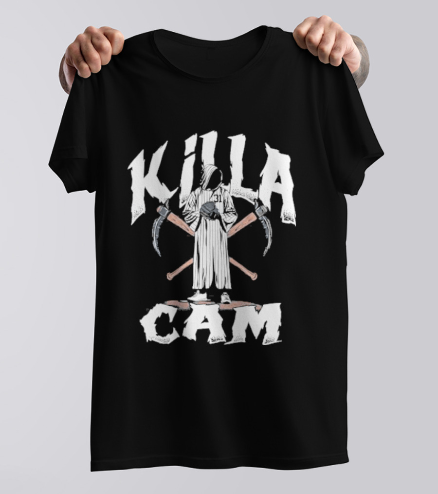 Killa Cam Schlittler New York Baseball Crossed Bats And Sickle T-Shirt