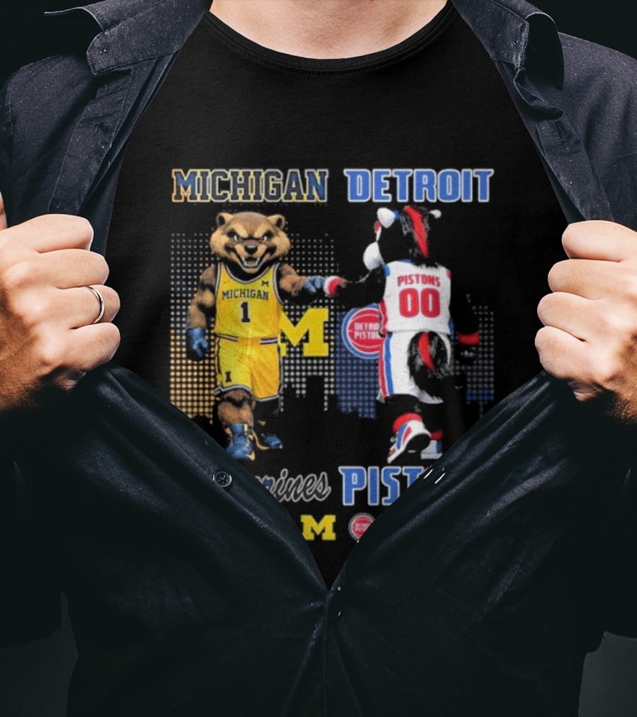 Michigan Wolverines Saturdays Detroit Pistons Sundays Mascots T-Shirt